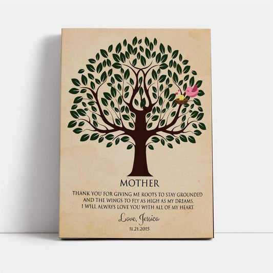 Personalized Mother Thank For Giving Me Roots To Stay Grounded Tree Of Life Canvas, Mother's Day Canvas Art, Gift For Mom, Mother's Day Wall Art