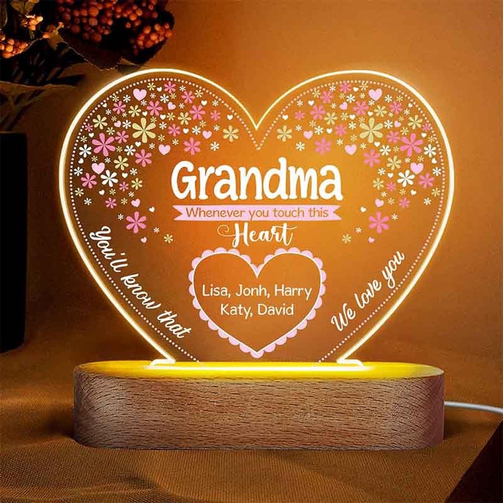 Personalized Mother's Day Gift Ideas Night Light, Custom Grandma's Nickname And Kid Names, Mother's Day Led Light, Mom Gift