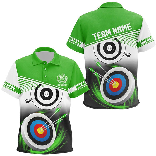 Personalized Name Archery Polo Shirts Custom Green Archery Target Shirt, Archery Team Shirts, Custom Archery Shirts