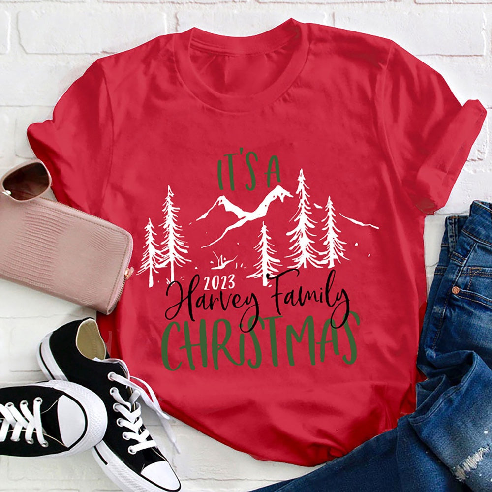 Personalized Name Mountain Christmas T Shirt, Merry T Shirt, Unisex Christmas Shirts