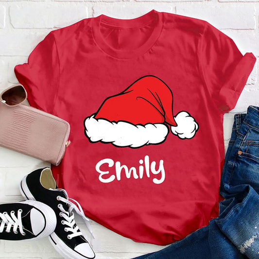 Personalized Name Santa Hat Merry Christmas T Shirt, Merry T Shirt, Unisex Christmas Shirts
