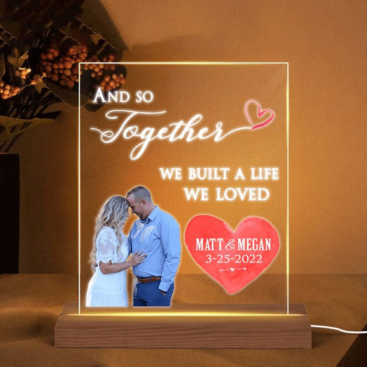 Personalized Night Light For Couple Custom Husband & Wife Photo Together We Built A Life We Loved, Mother's Day Night Lights For Bedroom