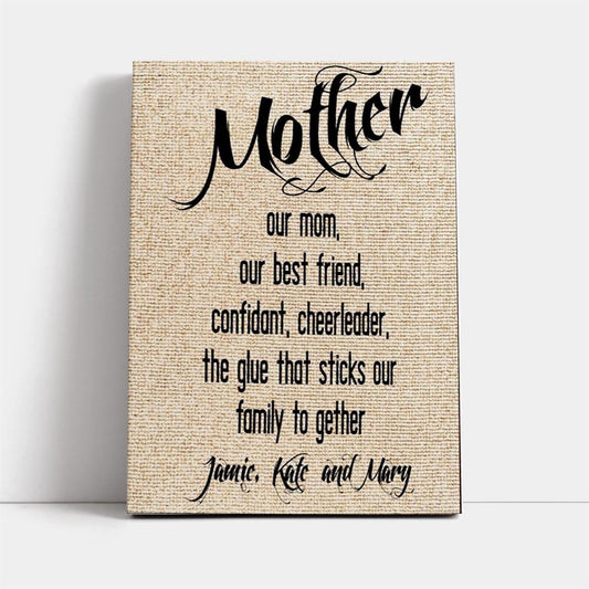 Personalized Our Mom Our Best Friend Canvas, Mother's Day Canvas Art, Gift For Mom, Birthday Gift, Mother's Day Wall Art