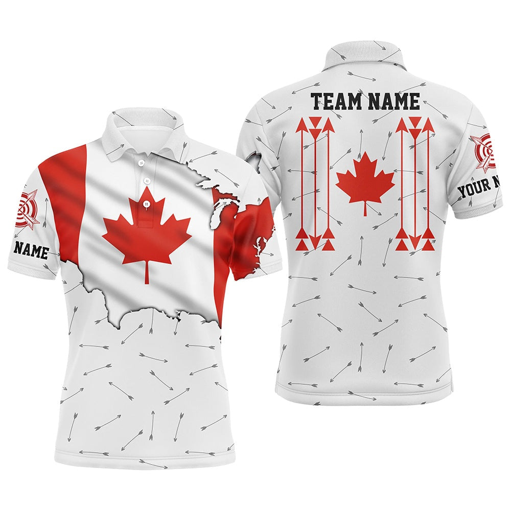 Personalized Patriotic Canada Flag Archery Men Polo & Quarter-Zip Shirt Archery Team Uniform Shirts, Archery Team Shirts, Custom Archery Shirts