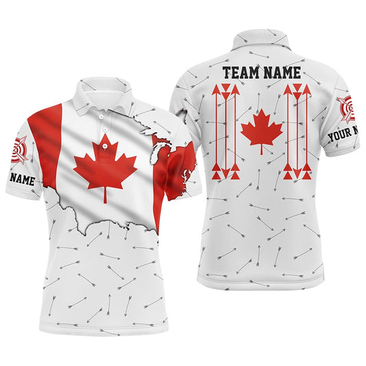 Personalized Patriotic Canada Flag Archery Men Polo & Quarter-Zip Shirt Archery Team Uniform Shirts, Archery Team Shirts, Custom Archery Shirts