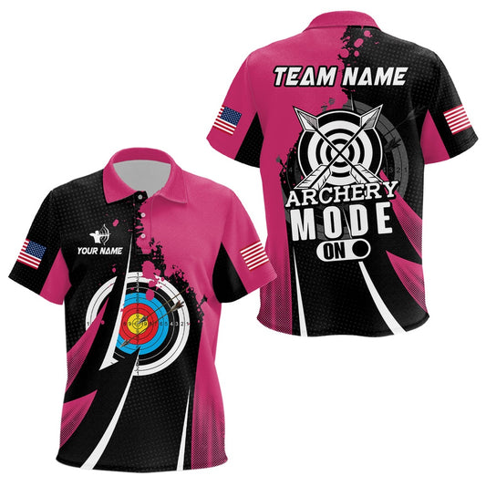 Personalized Pink Jerseys Archery Mode On Polo Shirts, Valentine Archery Sport Shirts , Archery Team Shirts, Custom Archery Shirts