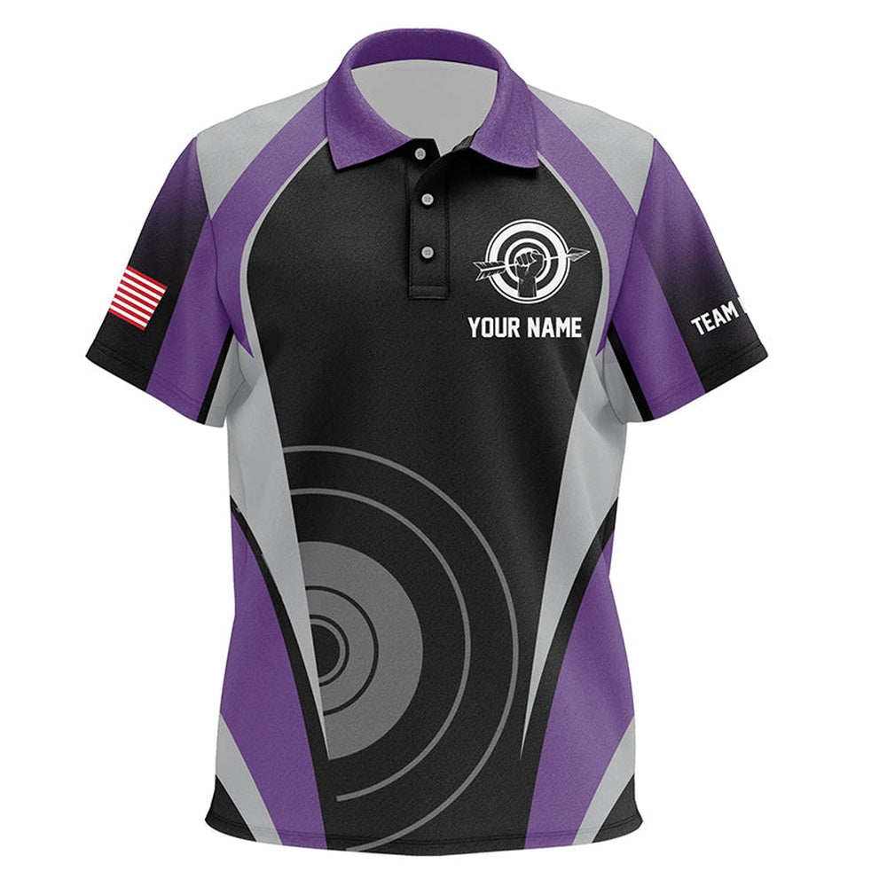 Personalized Purple Archery Jerseys Polo Shirts Best Custom Archery Uniform For Team, Archery Team Shirts, Custom Archery Shirts