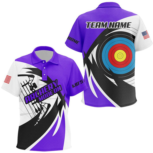 Personalized Purple Archery Jerseys Polo Shirts Custom Archery Bow Shirts, Archery Team Shirts, Custom Archery Shirts