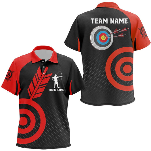 Personalized Red Archery Jerseys Custom Archery Polo Shirts Team League Archery Shirts, Archery Team Shirts, Custom Archery Shirts