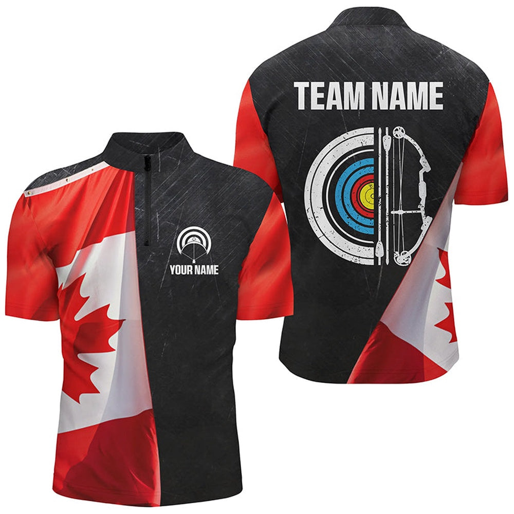 Personalized Retro Canada Flag Archery Shirts For Men Custom Patriotic Archery Jersey For Archer, Archery Team Shirts, Custom Archery Shirts