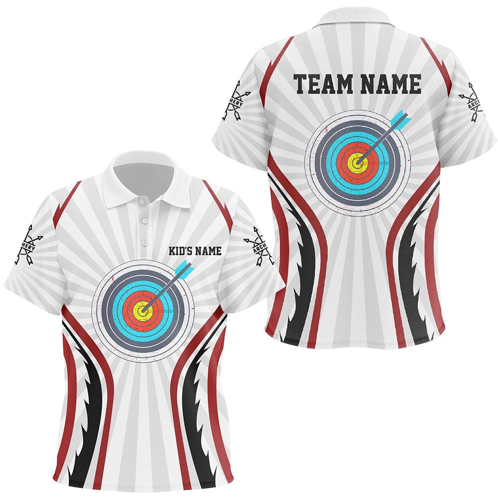 Personalized Retro Red Targets Archery Polo Shirts, Custom Arrows Archery Team Jerseys, Archery Team Shirts, Custom Archery Shirts