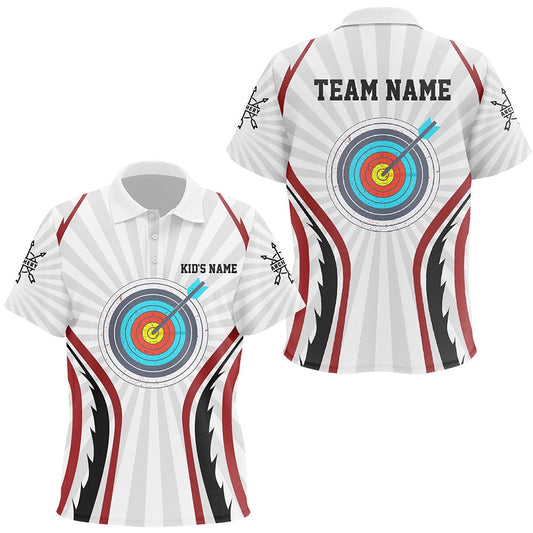 Personalized Retro Red Targets Archery Polo Shirts, Custom Arrows Archery Team Jerseys, Archery Team Shirts, Custom Archery Shirts