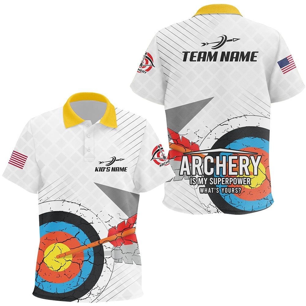 Personalized Retro Target Archery Polo Shirts, Custom US Flag Archery Team Shirts, Archery Team Shirts, Custom Archery Shirts
