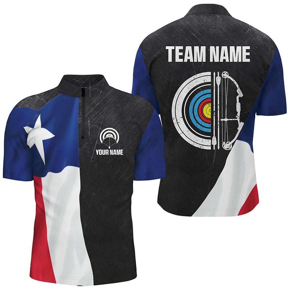 Personalized Retro Texas Flag Archery Shirts For Men Custom Patriotic Archery Jersey For Archer, Archery Team Shirts, Custom Archery Shirts