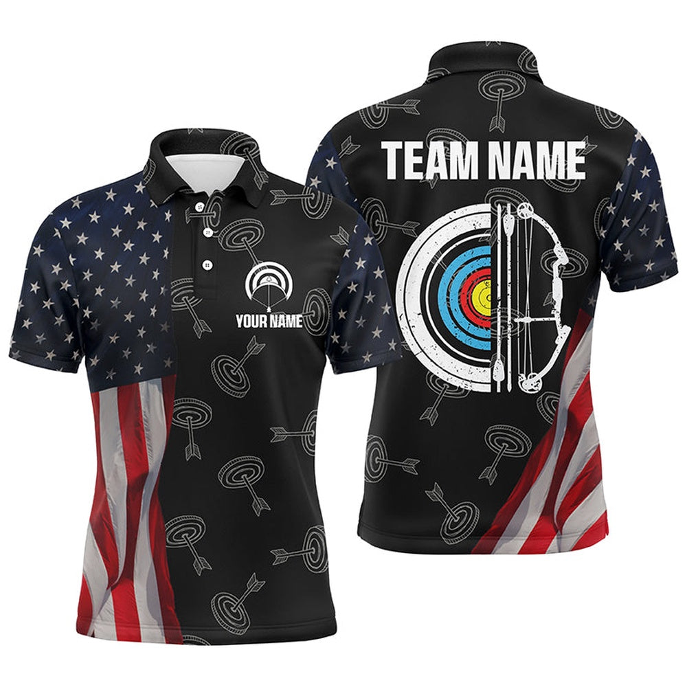 Personalized Retro US Flag Archery Shirts For Men Custom Patriotic Archery Jersey For Archer, Archery Team Shirts, Custom Archery Shirts
