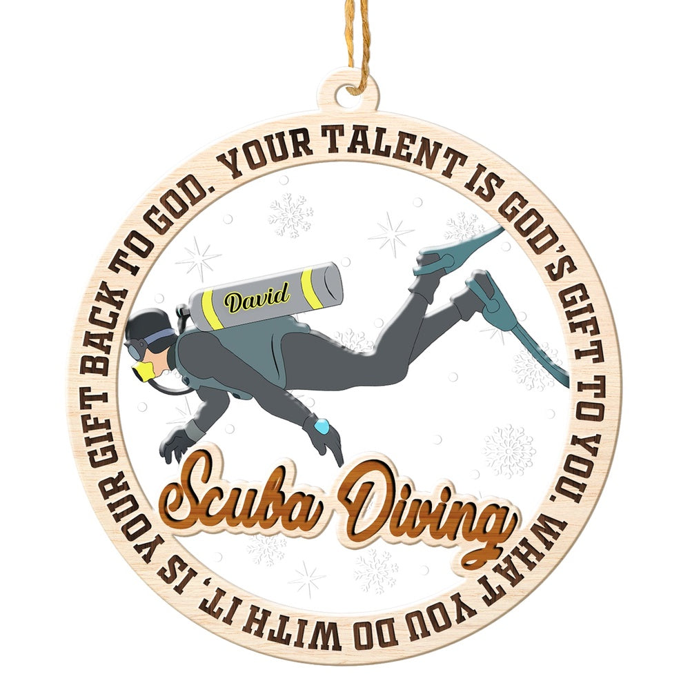 Personalized Scuba Diving Christmas Ornament, Sports Christmas Ornament, Christmas Tree Ornaments
