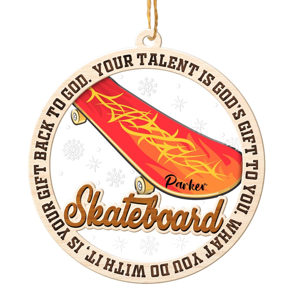 Personalized Skateboard Christmas Ornament, Sports Christmas Ornament, Christmas Tree Ornaments