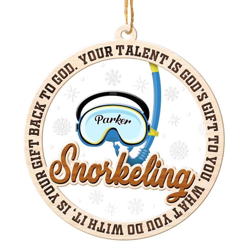 Personalized Snorkeling Christmas Ornament, Sports Christmas Ornament, Christmas Tree Ornaments
