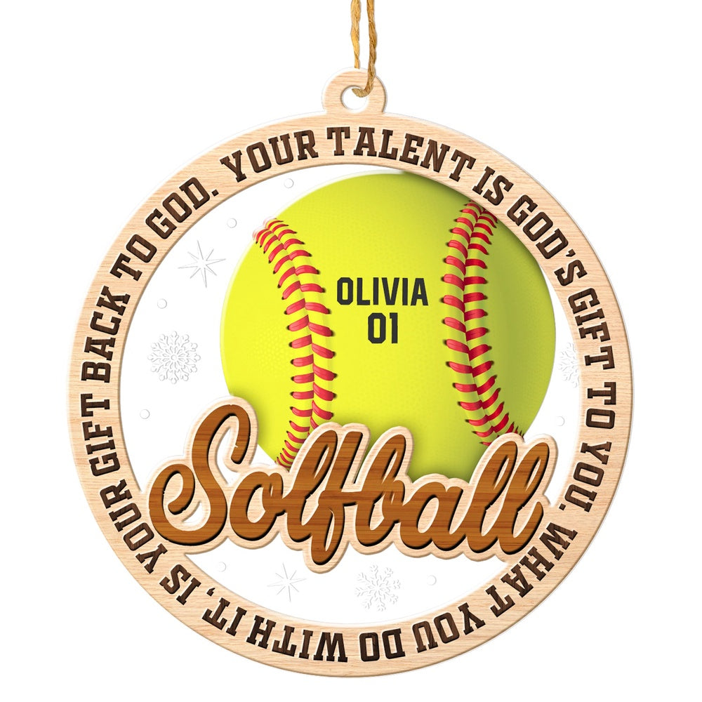 Personalized Softball Christmas Ornament, Sports Christmas Ornament, Christmas Tree Ornaments