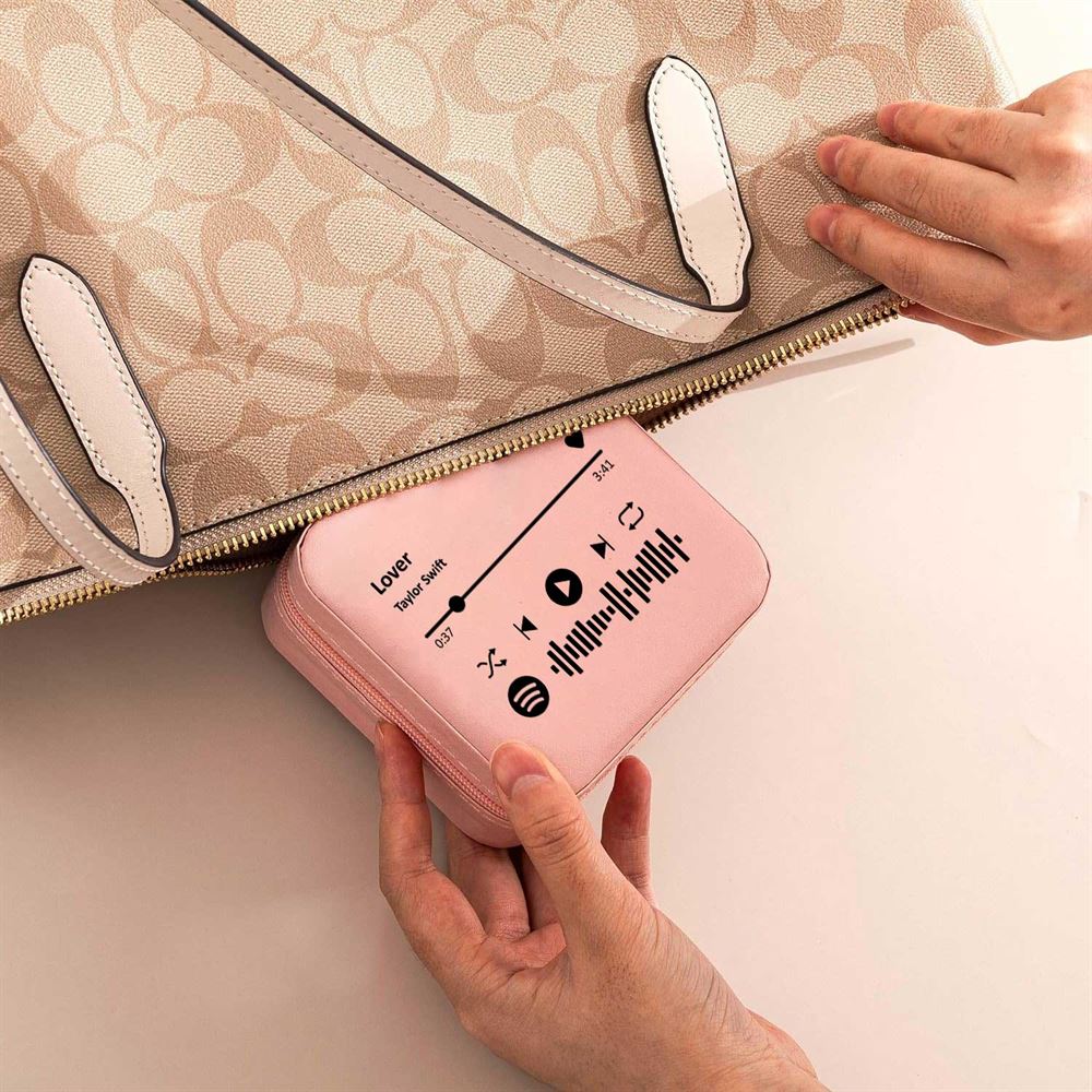 Personalized Song Name Travel Jewelry Box, Jewelry Case For Music Lovers, Mother's Day Jewelry Case