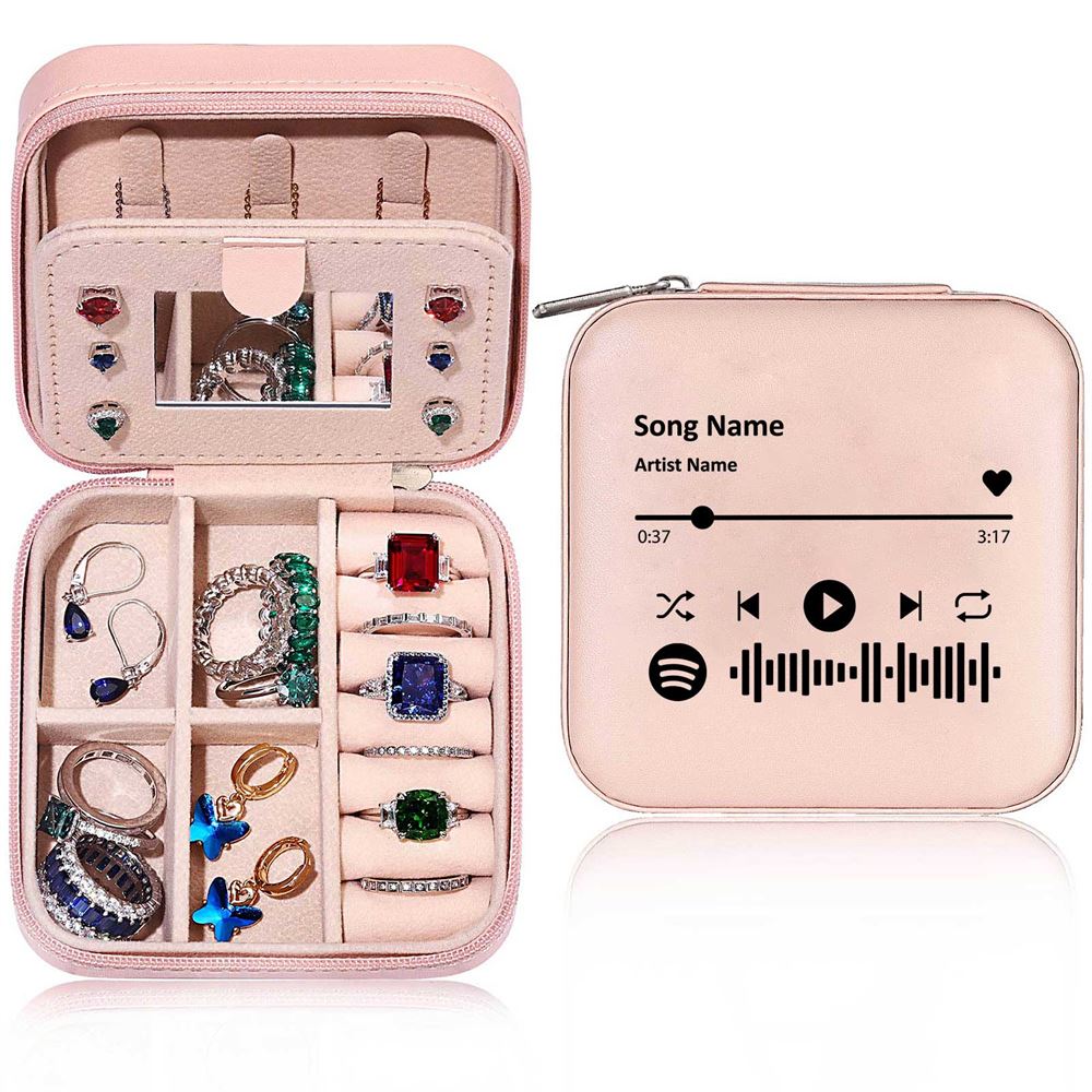 Personalized Song Name Travel Jewelry Box, Jewelry Case For Music Lovers, Mother's Day Jewelry Case