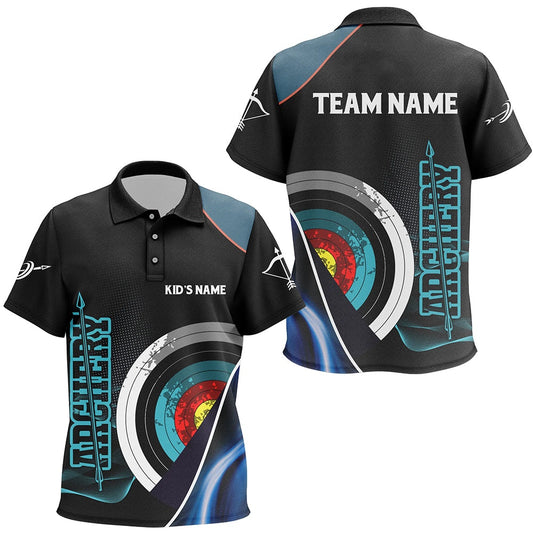 Personalized Targets Archery Polo Shirts, Custom Blue Black Arrow Archery Team Shirts, Archery Team Shirts, Custom Archery Shirts