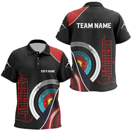 Personalized Targets Archery Polo Shirts, Custom Red Black Arrows Archery Team Shirts, Archery Team Shirts, Custom Archery Shirts