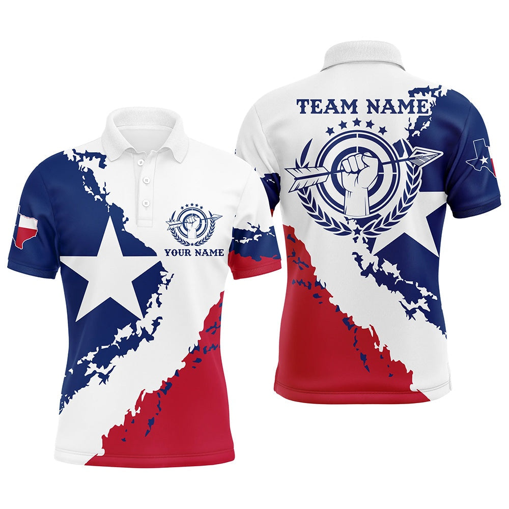 Personalized Texas Archery Polo Shirts For Men Custom Texas Flag Shirts For Archery Lover, Archery Team Shirts, Custom Archery Shirts