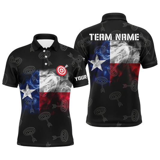 Personalized Texas Flag Smoke Archery Men Polo Shirts, Patriotic Texas Archery Sport Shirts, Archery Team Shirts, Custom Archery Shirts