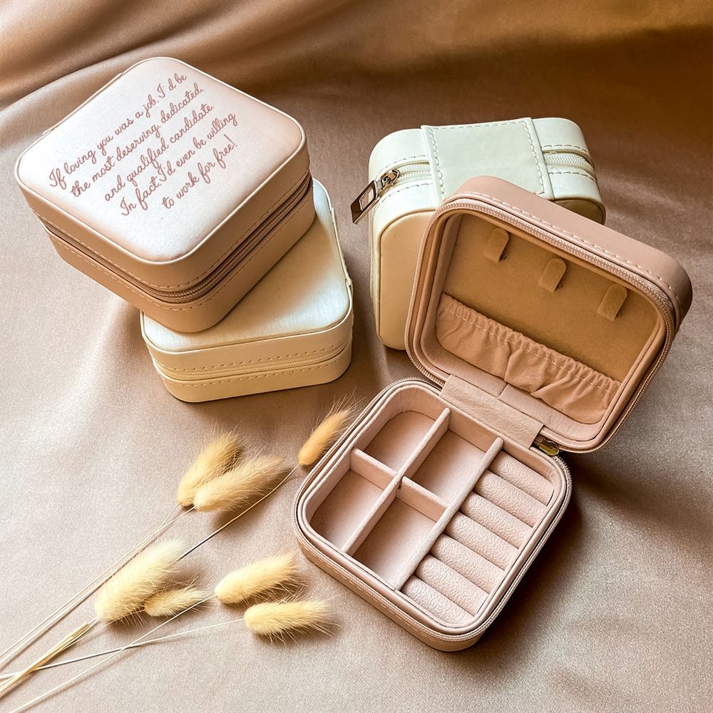 Personalized Text Jewelry Box, Custom Jewelry Organizer, Jewelry Box With Message, Mother's Day Jewelry Case