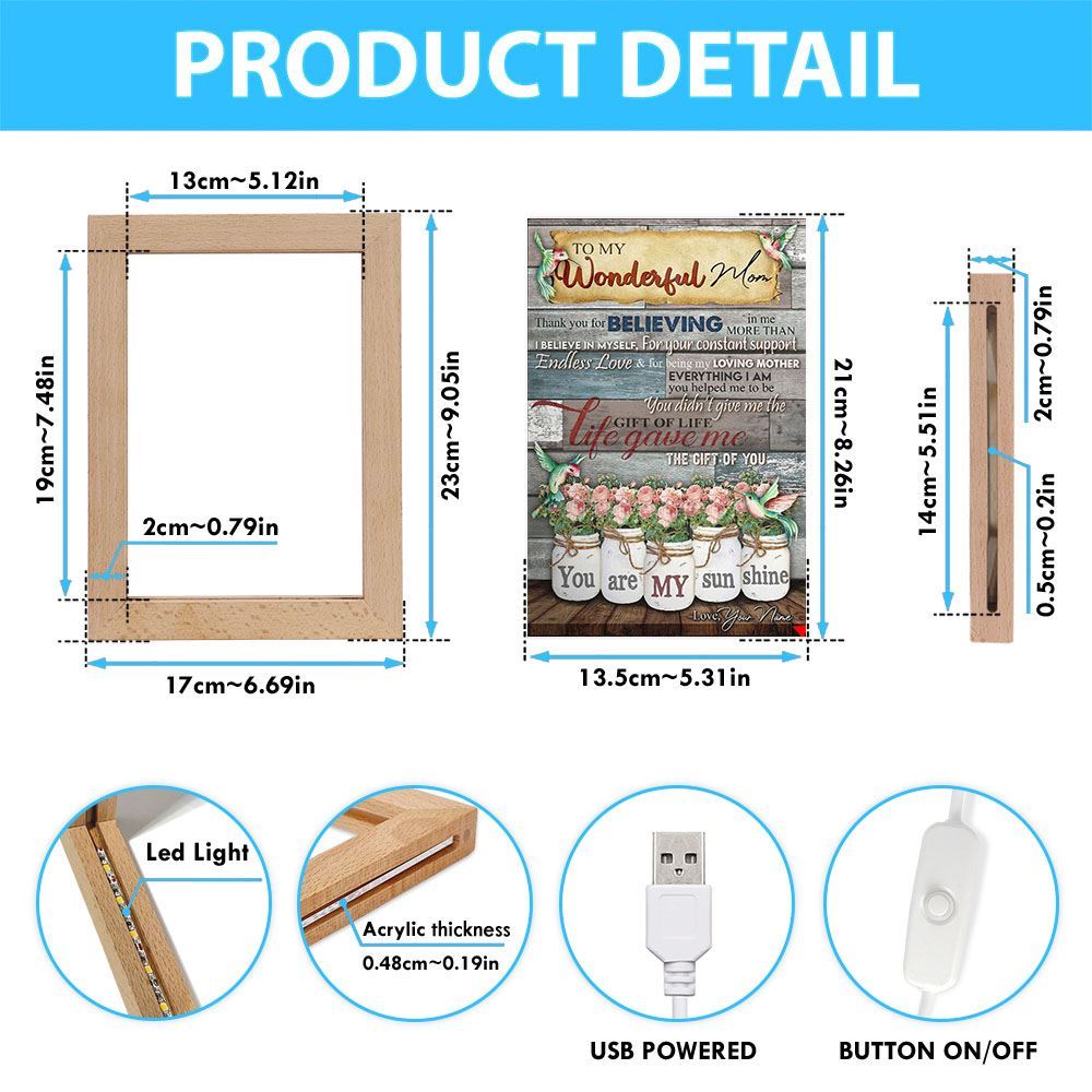 Personalized Thank You For Believing Me Mother's Day Frame Lamp, Mother's Day Night Light, Best Mom Ever, Gift For Mom