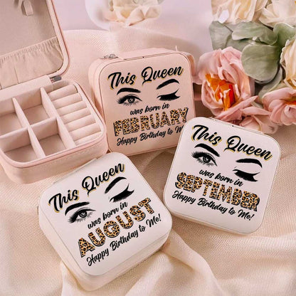 Personalized This Queen Was Born Leopard Girls Jewelry Box, Jewelry Case Custom Month, Mother's Day Jewelry Case