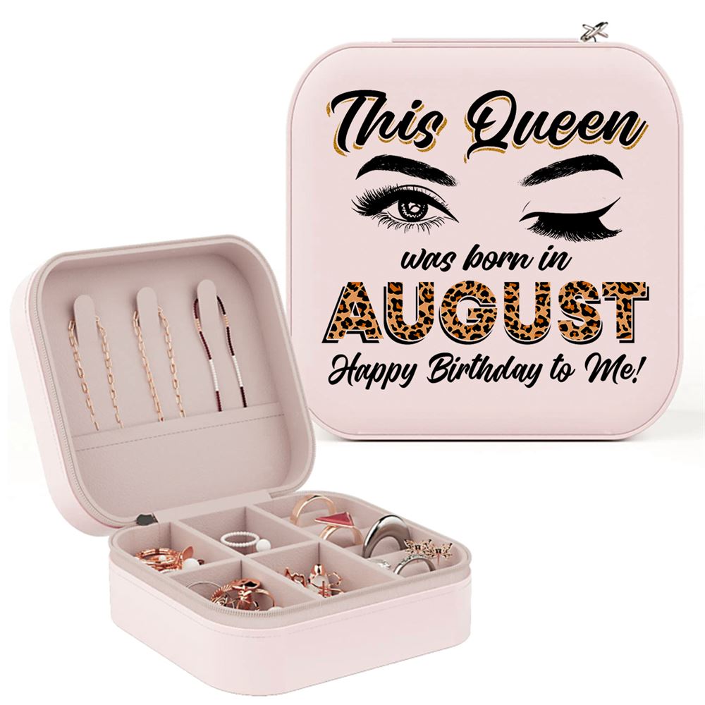 Personalized This Queen Was Born Leopard Girls Jewelry Box, Jewelry Case Custom Month, Mother's Day Jewelry Case