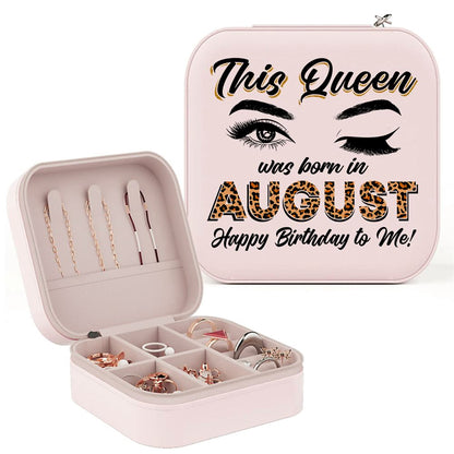 Personalized This Queen Was Born Leopard Girls Jewelry Box, Jewelry Case Custom Month, Mother's Day Jewelry Case