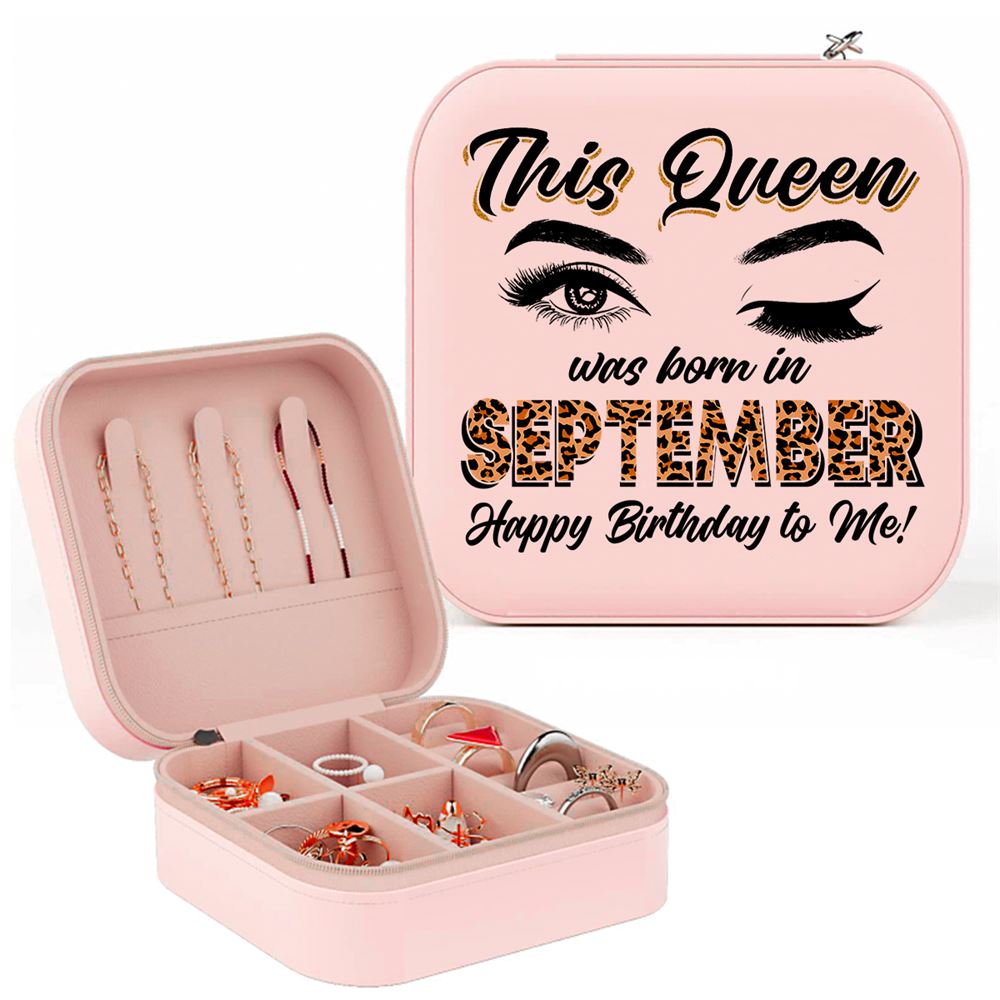 Personalized This Queen Was Born Leopard Girls Jewelry Box, Jewelry Case Custom Month, Mother's Day Jewelry Case
