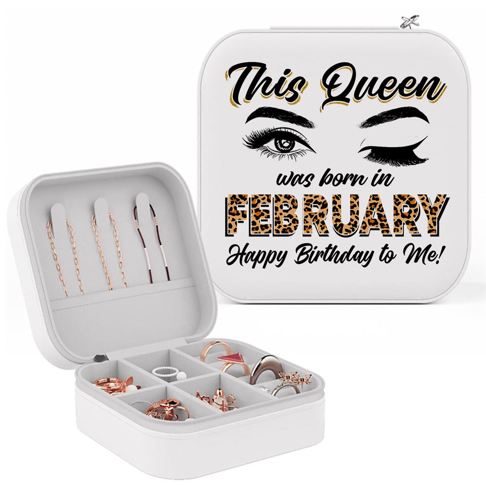 Personalized This Queen Was Born Leopard Girls Jewelry Box, Jewelry Case Custom Month, Mother's Day Jewelry Case