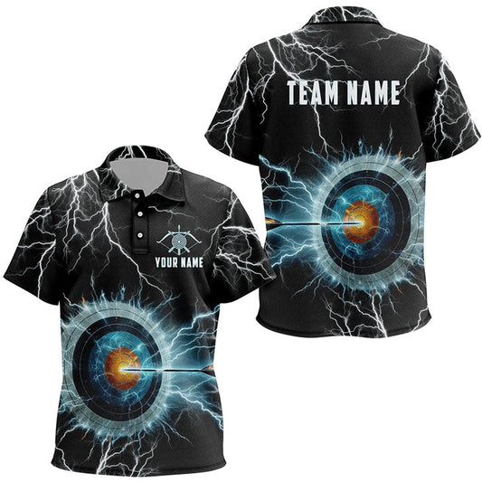 Personalized Thunder Lighting Target Archery Polo Shirts, Custom Archery Team Jerseys, Archery Team Shirts, Custom Archery Shirts