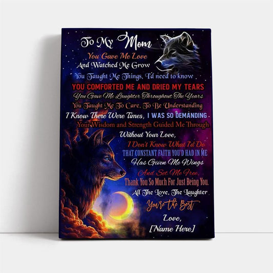 Personalized To My Mom Wolf Premium Canvas, Mother's Day Canvas Art, Gift For Mom, Birthday Gift, Mother's Day Wall Art