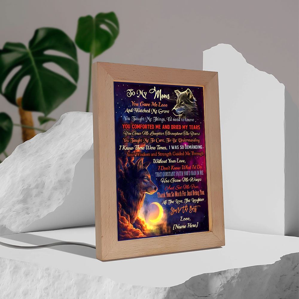 Personalized To My Mom Wolf Premium Frame Lamp, Mother's Day Night Light, Best Mom Ever, Gift For Mom