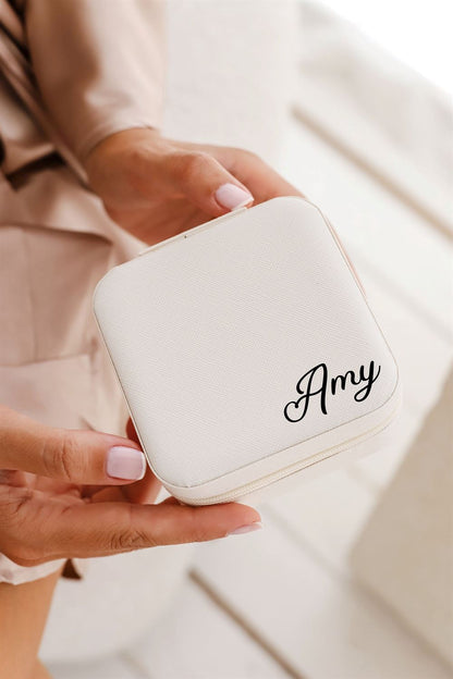 Personalized Travel Jewelry Case, Bridesmaid Jewelry Box, Jewelry Organizer, Mother's Day Jewelry Case