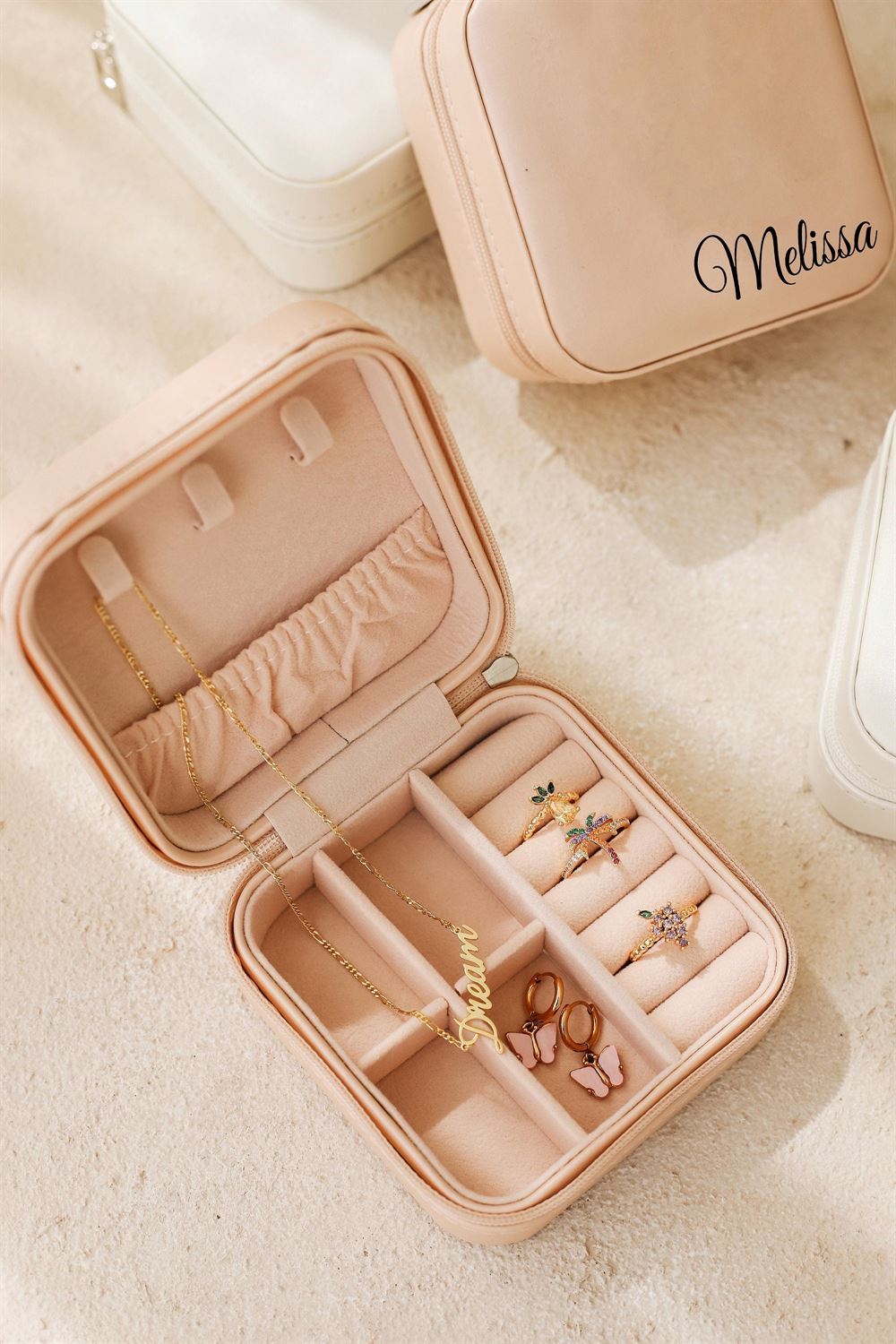 Personalized Travel Jewelry Case, Bridesmaid Jewelry Box, Jewelry Organizer, Mother's Day Jewelry Case
