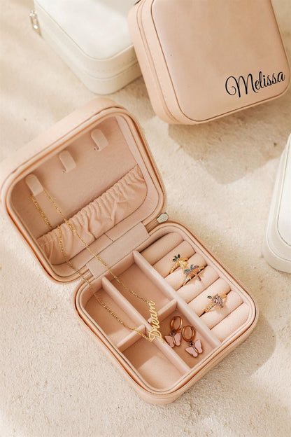 Personalized Travel Jewelry Case, Bridesmaid Jewelry Box, Jewelry Organizer, Mother's Day Jewelry Case