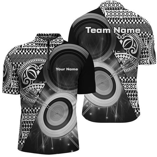 Personalized Tribal White Black Target Archery Quarter-Zip Shirts For Men Custom Archery Jerseys, Archery Team Shirts, Custom Archery Shirts