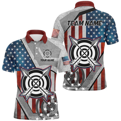 Personalized USA Flag Archery Shirts For Men Custom Patriotic Archery Jerseys For Team Archers, Archery Team Shirts, Custom Archery Shirts