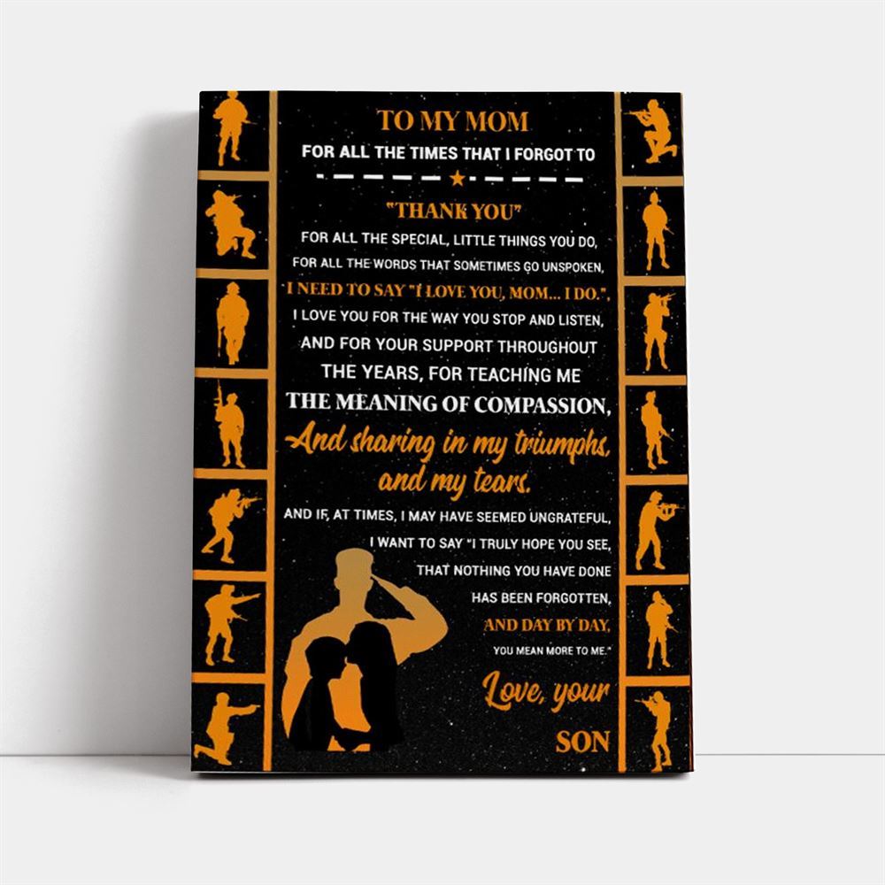 Personalized Veteran To My Mom For All The Times I Forgot To Thank You Canvas, Mother's Day Canvas Art, Gift For Mom, Mother's Day Wall Art