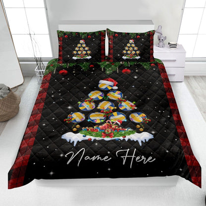 Personalized Volleyball Quilt Set, Christmas Tree Quilt Blanket