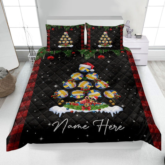 Personalized Volleyball Quilt Set, Christmas Tree Quilt Blanket