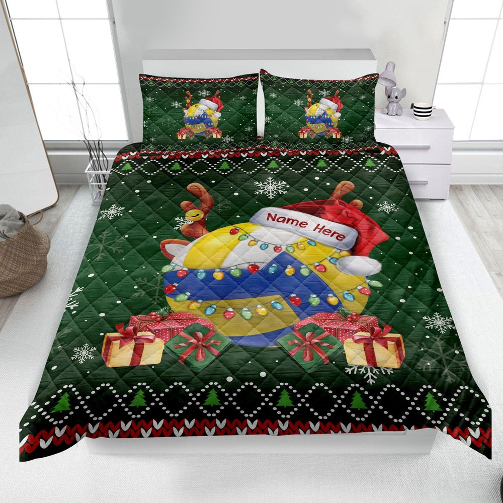 Personalized Volleyball Quilt Set, Christmas Volleyball Quilt Blanket