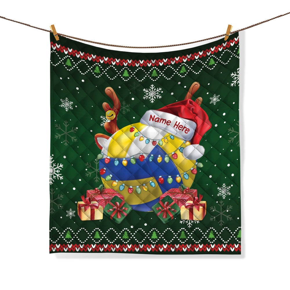 Personalized Volleyball Quilt Set, Christmas Volleyball Quilt Blanket