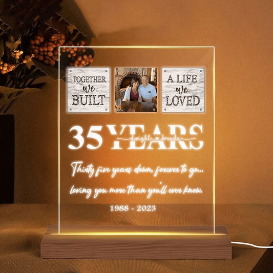 Personalized Wedding Anniversary Night Light 35th For Husband and Wife Night Light, Mother's Day Night Lights For Bedroom